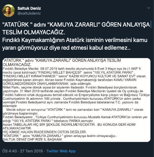 CHP'li Saltuk Deniz: Atatürk ismini 'kamuya zararlı' gören anlayışa teslim olmayacağız - Resim : 2