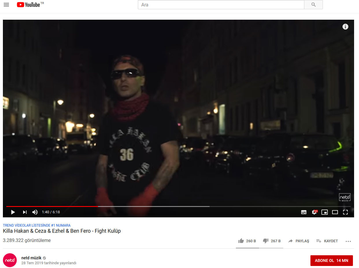 Killa Hakan'ın Fight Kulüp'ı, Youtube'da en çok dislike alan rap şarkısı oldu - Resim : 1