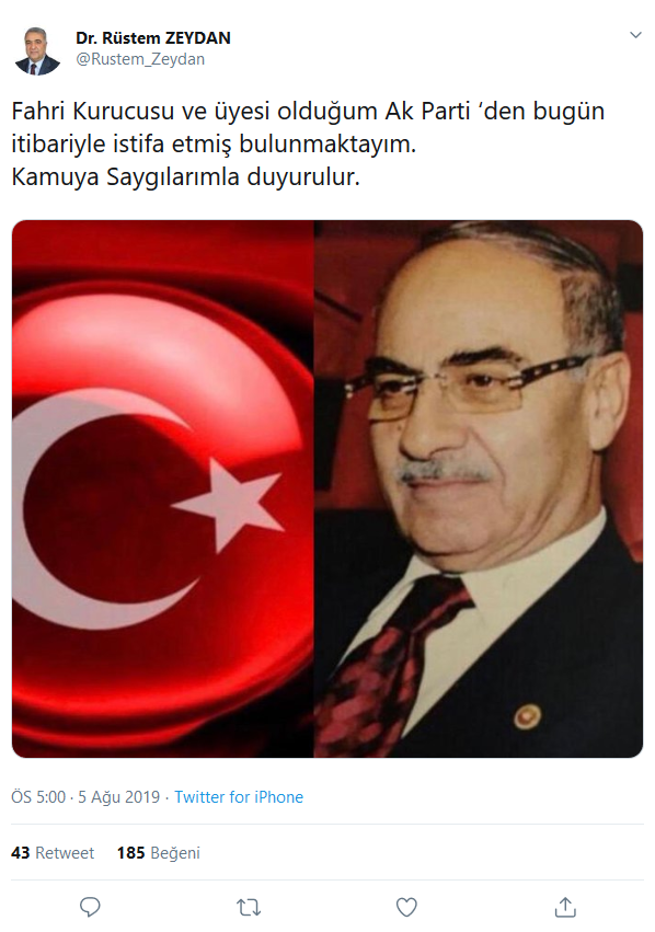 AKP'de flaş istifa! 'Türkiye politikasına katkı verenlerle beraberim' - Resim : 2