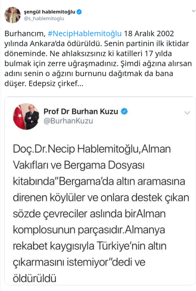 Şengül Hablemitoğlu'ndan Burhan Kuzu'ya: Edepsiz çirkef - Resim : 1