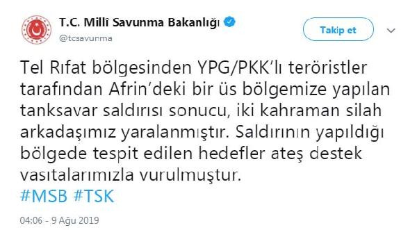 Afrin'de üs bölgesine saldırı! İki asker yaralı - Resim : 1