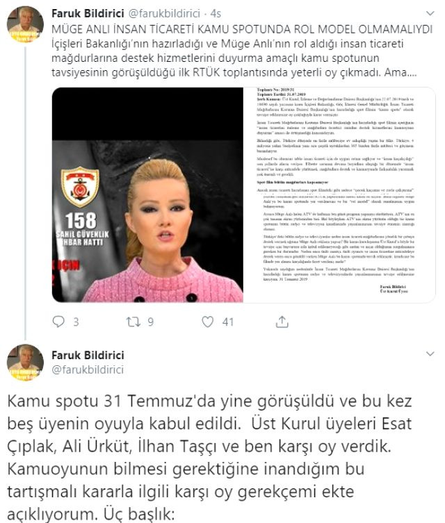 CHP'li RTÜK üyesi Faruk Bildirici'den Müge Anlı tepkisi - Resim : 2