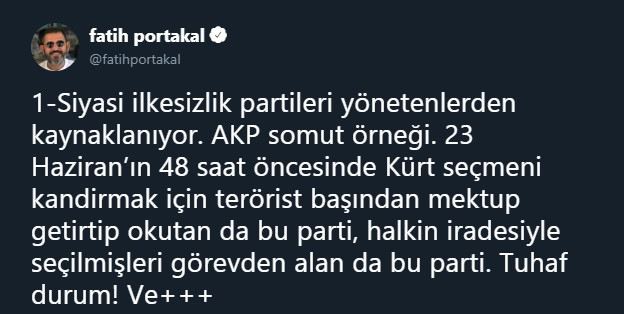 Fatih Portakal'dan kayyum tepkisi: Terörist başından mektup getirtip okutan da bu parti - Resim : 1