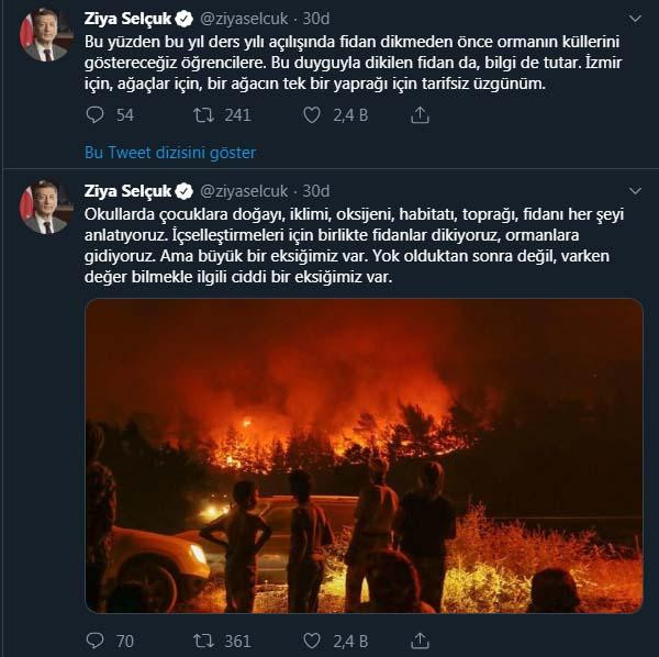 Ziya Selçuk'tan İzmir paylaşımı: Öğrencilere ormanın küllerini göstereceğiz - Resim : 1