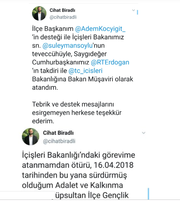 AKP gençlik kolları yöneticisi İçişleri Bakanlığı'na müşavir olarak atandı - Resim : 1