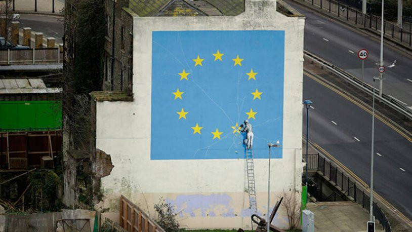 Banksy'nin Brexit duvar resmi bir gecede ortadan kayboldu - Resim : 1