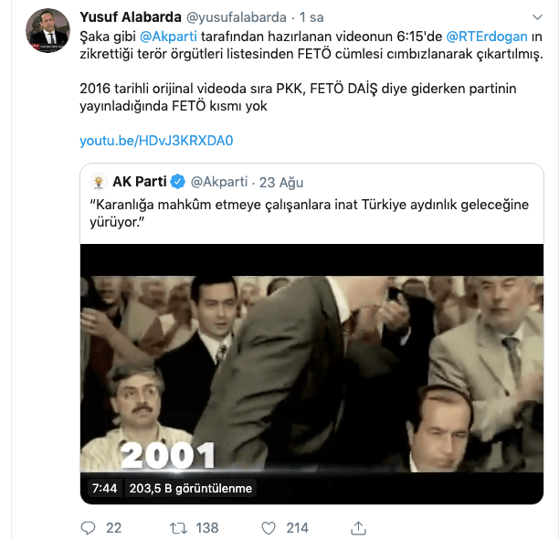 AKP, Erdoğan'ın FETÖ ifadesini böyle sansürlemiş - Resim : 1