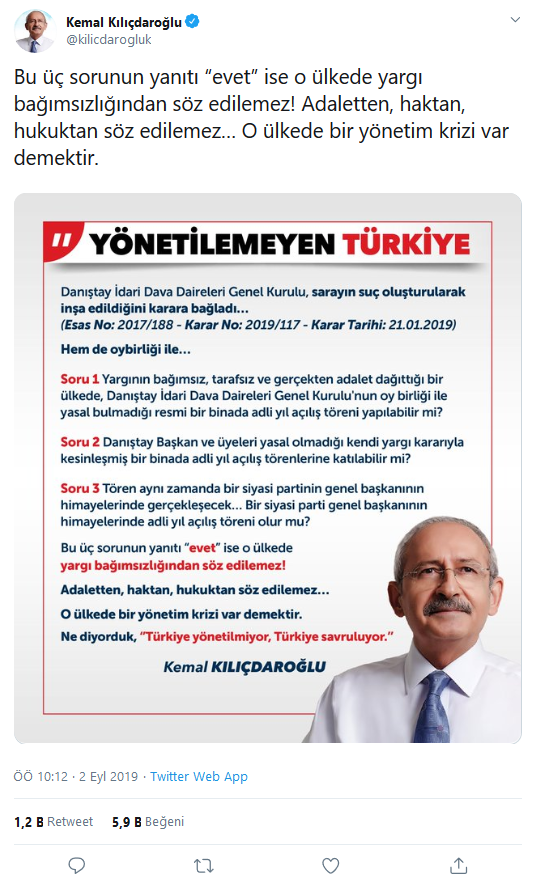 Kılıçdaroğlu'ndan Beştepe vurgusu: Danıştay'ın yasal bulmadığı binada... - Resim : 1