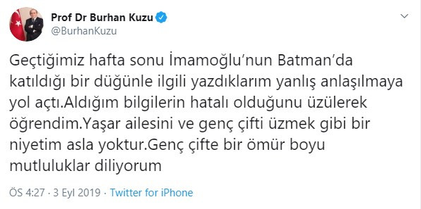 Burhan Kuzu 'aldığım bilgiler hatalıymış' dedi, özür diledi - Resim : 1