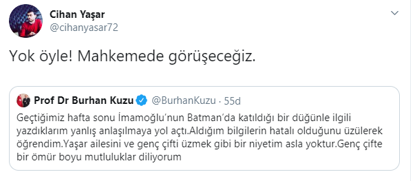 Burhan Kuzu özür dilemişti: Cihan Yaşar affetmedi - Resim : 1