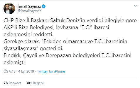 AKP'li belediye 'T.C.' ibaresini reddetti! - Resim : 1