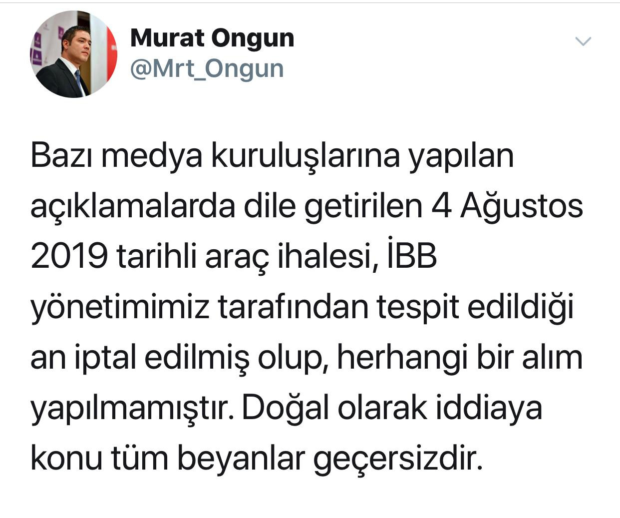 İBB Sözcüsü Murat Ongun'dan flaş araç ihalesi açıklaması - Resim : 1