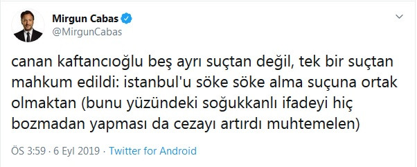 Mirgün Cabas'tan çarpıcı Canan Kaftancıoğlu tweeti - Resim : 1