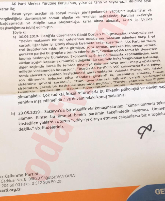Ahmet Davutoğlu'nun gerekçeli ihraç kararı ortaya çıktı - Resim : 3