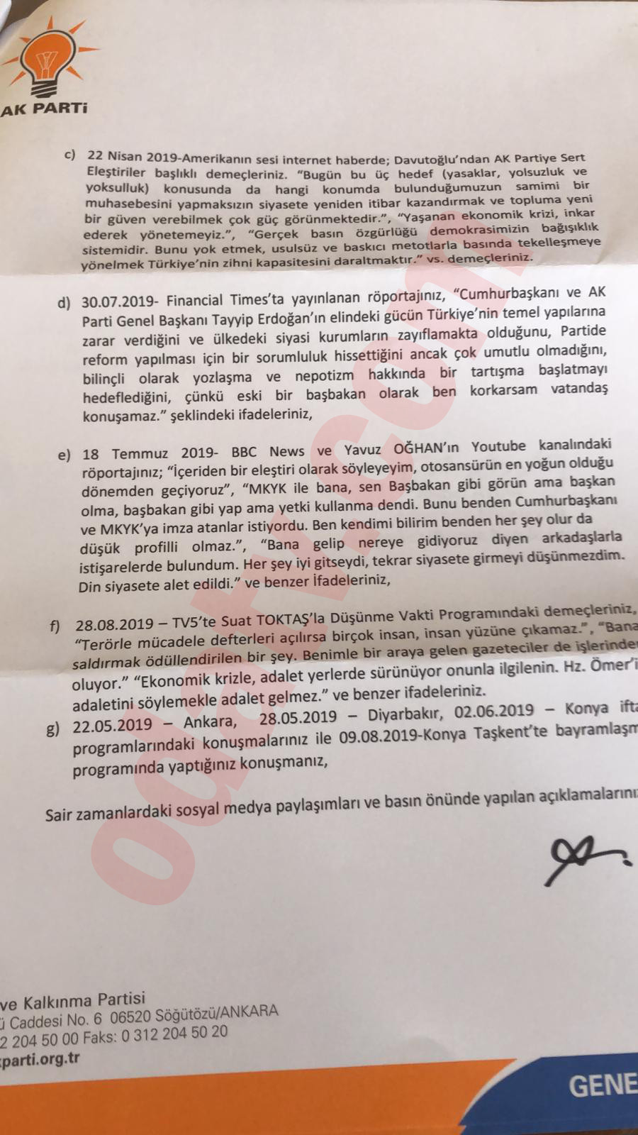 Ahmet Davutoğlu'nun gerekçeli ihraç kararı ortaya çıktı - Resim : 4