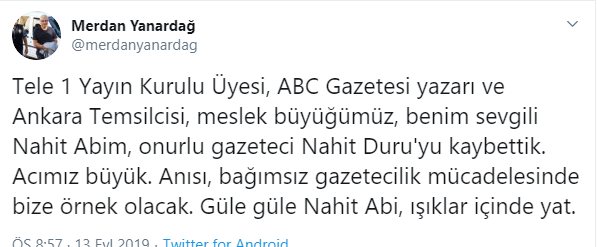 Usta Gazeteci Nahit Duru hayatını kaybetti - Resim : 1