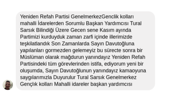 Yeniden Refah Partisi yönetiminde Davutoğlu istifası - Resim : 1