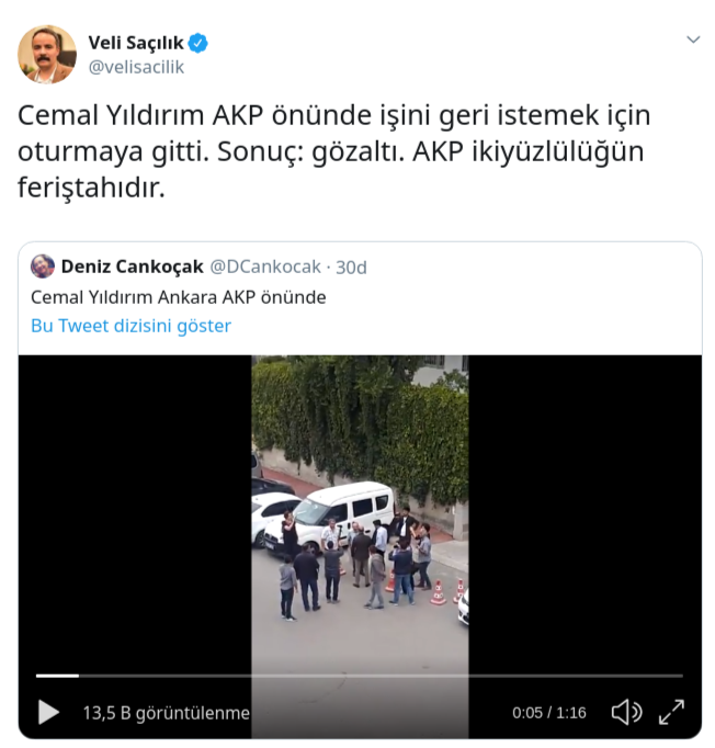 KHK ile işsiz bırakılan memur AKP önünde eylem yapmak istedi, gözaltına alındı - Resim : 1