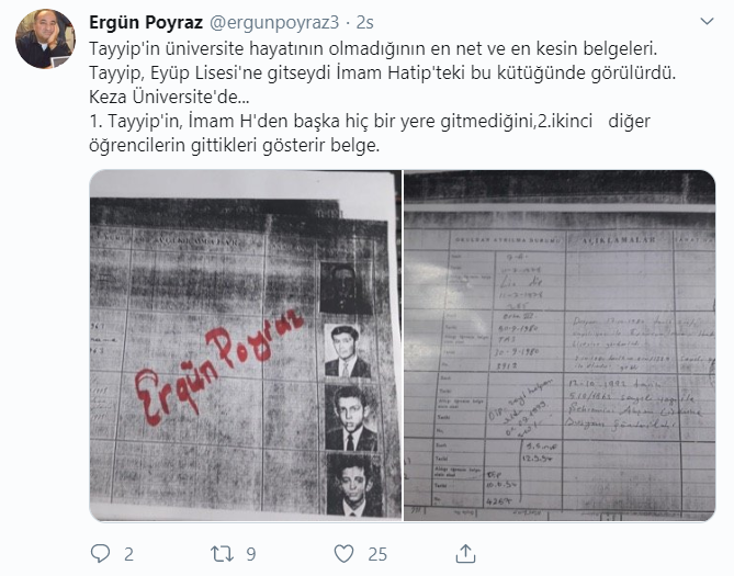 'Erdoğan'ın diplomasının olmadığının en kesin belgeleri' dedi ve paylaştı - Resim : 1