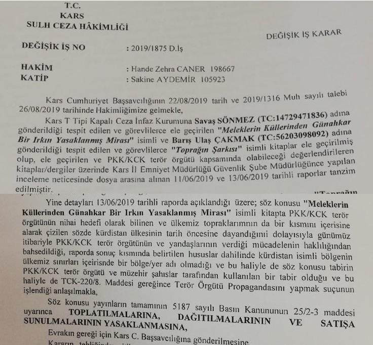 Kars Sulh Ceza Mahkemesi iki kitabı yasakladı - Resim : 2