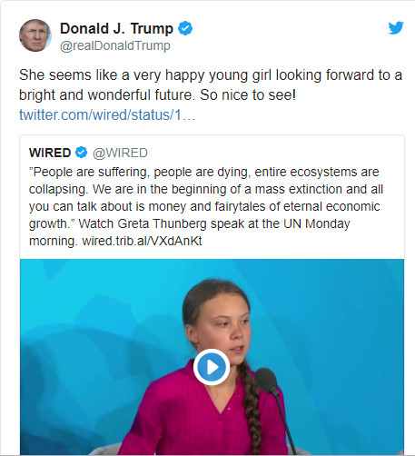 Trump, Greta Thunberg'in BM'deki öfke dolu konuşmasıyla dalga geçti - Resim : 2