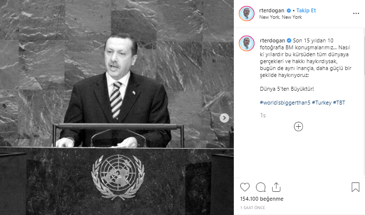 Erdoğan'dan BM konuşması öncesi paylaşım: 'Dünya 5'ten büyüktür' - Resim : 1
