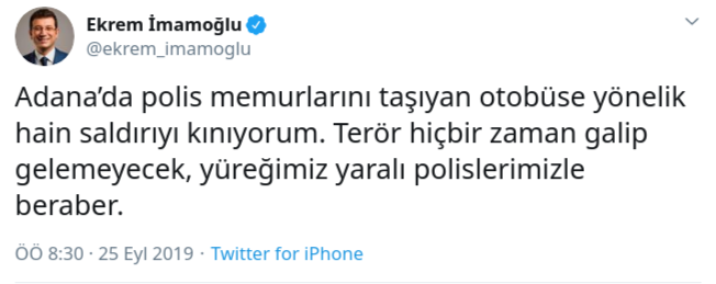 İmamoğlu: Yüreğimiz yaralı polislerimizle beraber - Resim : 1