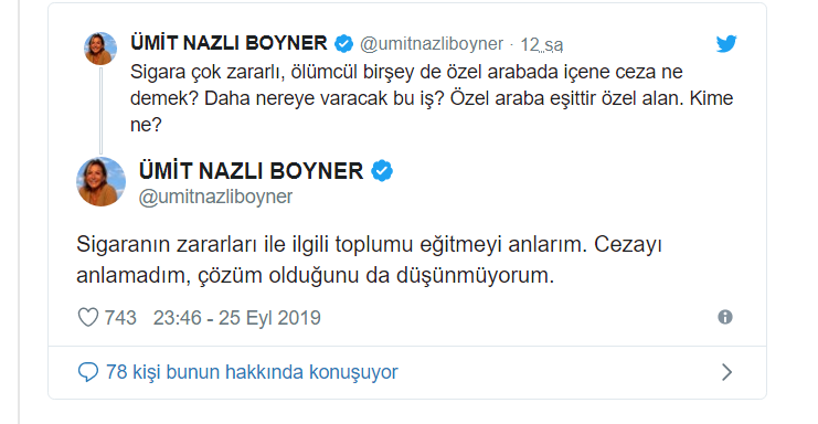 Nazlı Boyner'den 'araçta sigara içme' cezalarına tepki: Kime ne? - Resim : 2