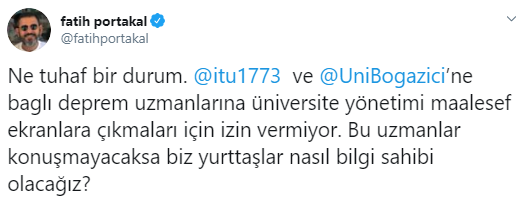 Fatih Portakal'dan İTÜ ve Boğaziçi'ne 'deprem uzmanı' tepkisi - Resim : 1