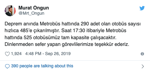 Depremin ardından Metrobüs seferlerine düzenleme - Resim : 1