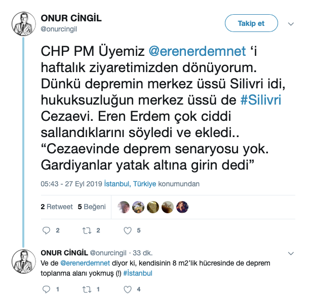 Eren Erdem: Cezaevinde deprem senaryosu yok - Resim : 1