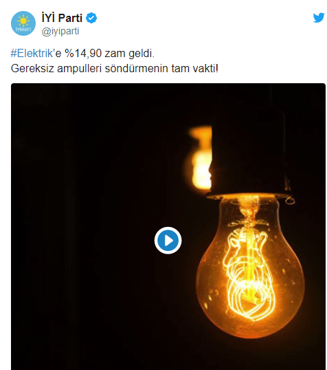 İYİ Parti'den 'AKP' göndermeli elektrik zammı paylaşımı - Resim : 1