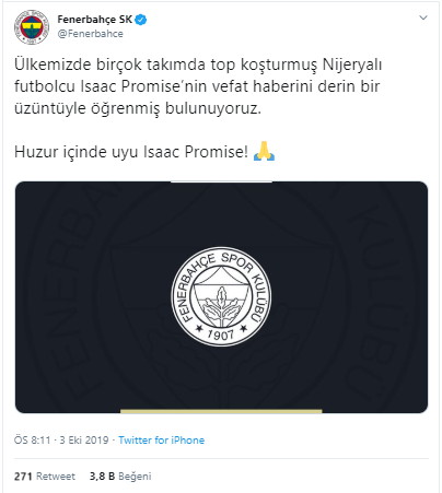Fenerbahçe'den Isaac Promise mesajı - Resim : 1