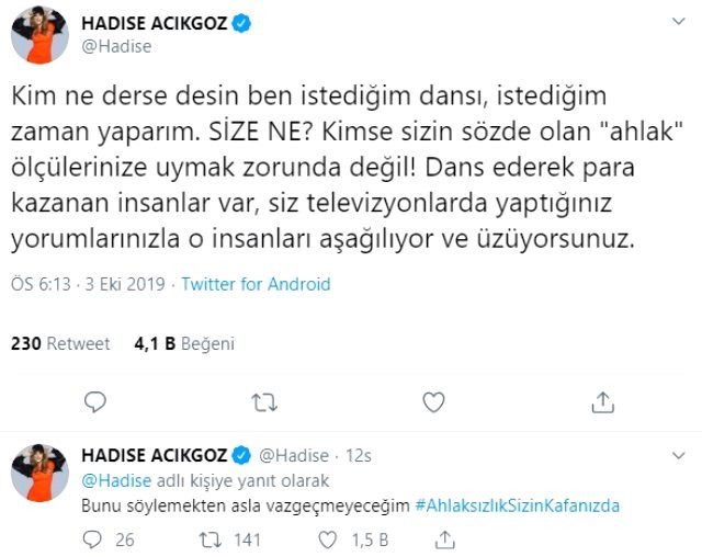 Hadise sert çıktı: Ahlaksızlık sizin kafanızda - Resim : 1