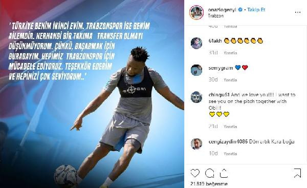 Trabzonspor’da 'Ogenyi Onazi'den transfer açıklaması - Resim : 1