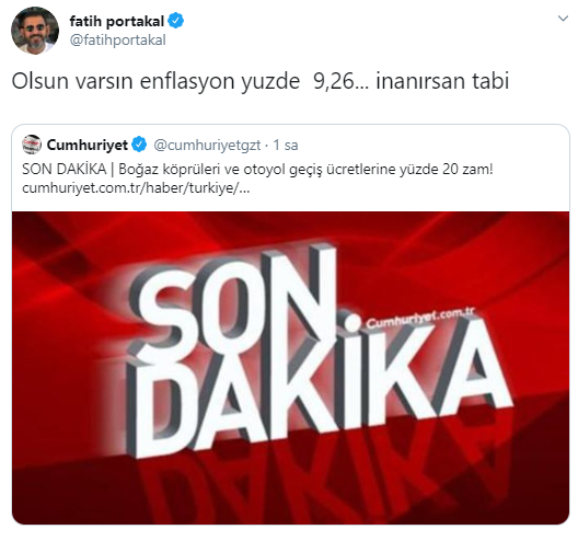 Fatih Portakal'dan köprü zammı eleştirisi - Resim : 1