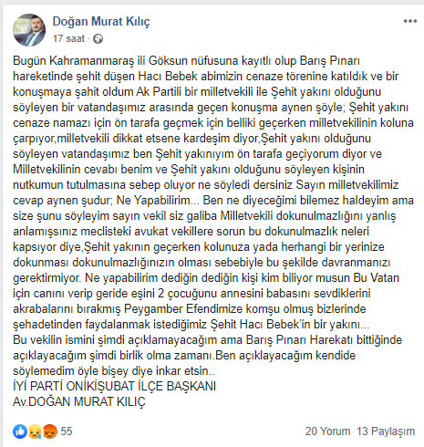 AKP'li vekilden şehit yakınına skandal sözler! - Resim : 1