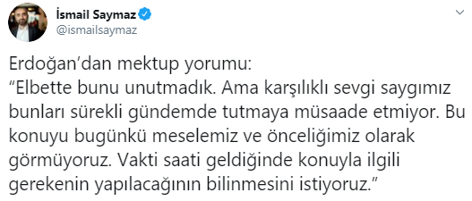 İsmail Saymaz: 'Erdoğan'dan mektup yorumu...' - Resim : 2