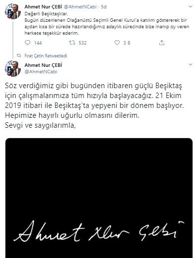 Beşiktaş'ın yeni başkanı Ahmet Nur Çebi'den ilk açıklama - Resim : 1