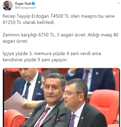 'Erdoğan işçiye yüzde 3, memura yüzde 4 ama kendisine yüzde 9 zam yapıyor' - Resim : 1