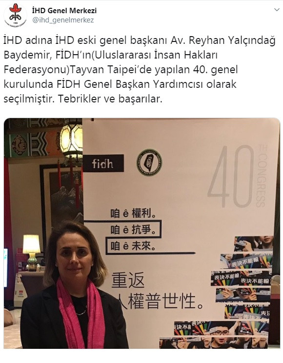 Reyhan Yalçındağ FİDH Genel Başkan Yardımcısı seçildi - Resim : 1