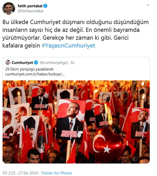 Fatih Portakal: Gerici kafalara gelsin #YaşasınCumhuriyet - Resim : 1