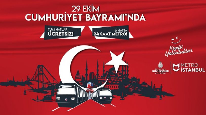 İstanbul’da 29 Ekim’de metro ulaşımı 24 saat ve ücretsiz - Resim : 1