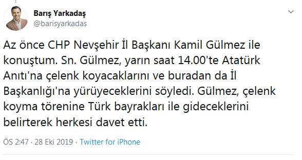 Valilik yasaklamıştı! CHP Nevşehir İl Başkanı'ndan 29 Ekim çağrısı - Resim : 2
