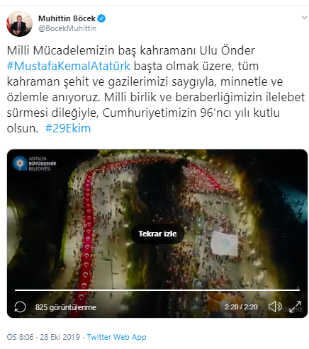 Antalya Büyükşehir Belediyesi'nden 29 Ekim Cumhuriyet Bayramı videosu - Resim : 1