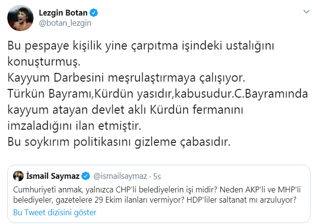 HDP’li Lezgin Botan ve İsmail Saymaz arasında 29 Ekim tartışması: Türkün bayramı, Kürdün yasıdır - Resim : 2