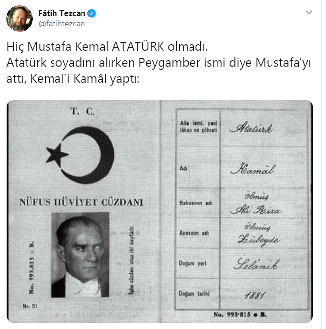 Fatih Tezcan'dan skandal paylaşım! Yine Atatürk'ü hedef aldı - Resim : 3