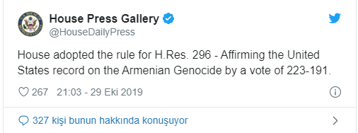 ABD Temsilciler Meclisi'nde 29 Ekim günü skandal Ermeni 'soykırımı' kararı - Resim : 2