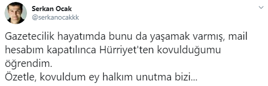 Hürriyet'ten kovulduğunu böyle öğrendi: 'Bunu da yaşamak varmış...' - Resim : 1