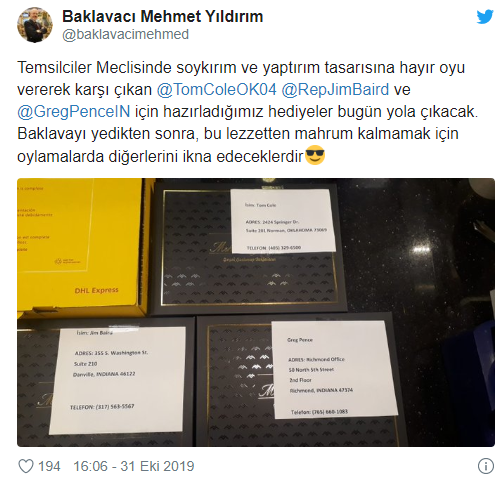 ABD Temsilciler Meclisi'ne baklava gönderecekler: İşte sebebi... - Resim : 1